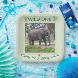 Wild One Elephant First Birthday Celebration Pappteller