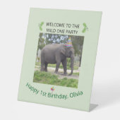 Wild One Elephant Party Welcome Sign Sockelschild (Vorderseite)