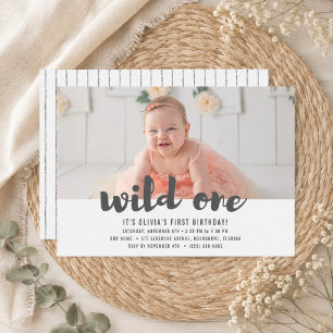 Wild One Erste Geburtstags-Foto-Party Einladung