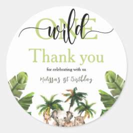 Wild One Erste Safari Animals Geburtstagsparty Runder Aufkleber