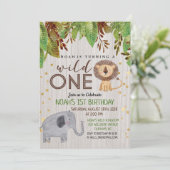 Wild ONE Erster 1. Geburtstag Einladungs-Junge Einladung (Stehend Vorderseite)