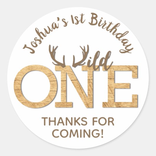 Wild One First 1. Geburtstag Gunst Sticker Label (Vorderseite)