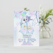 Wild One First Birthday Blue TeePee Boho Einladung (Stehend Vorderseite)