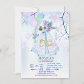 Wild One First Birthday Blue TeePee Boho Einladung (Vorderseite)