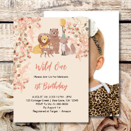 Wild One First Birthday Boho Safari Pink Blush Einladung