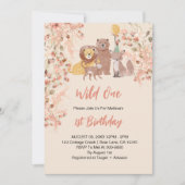 Wild One First Birthday Boho Safari Pink Blush Einladung (Vorderseite)