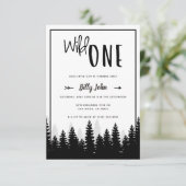 Wild One First Birthday Boy Modern Forest Simple Einladung (Stehend Vorderseite)
