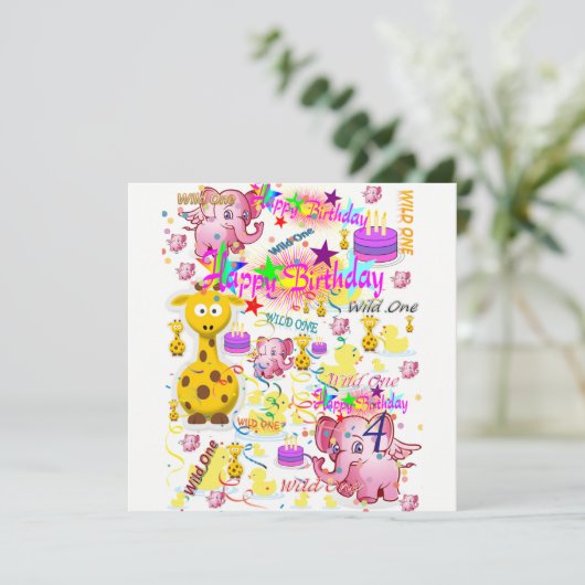 Wild One First Birthday Card Einladung (Stehend Vorderseite)