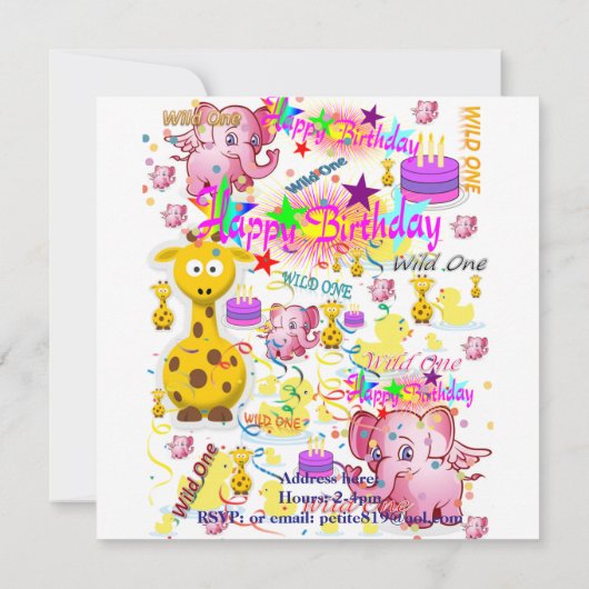 Wild One First Birthday Card Einladung (Rückseite)