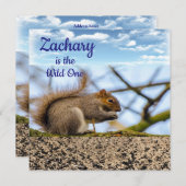 Wild One First Birthday Card Einladung Eichhörnche (Vorne/Hinten)