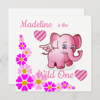 Wild One First Birthday Card Einladung Elefant