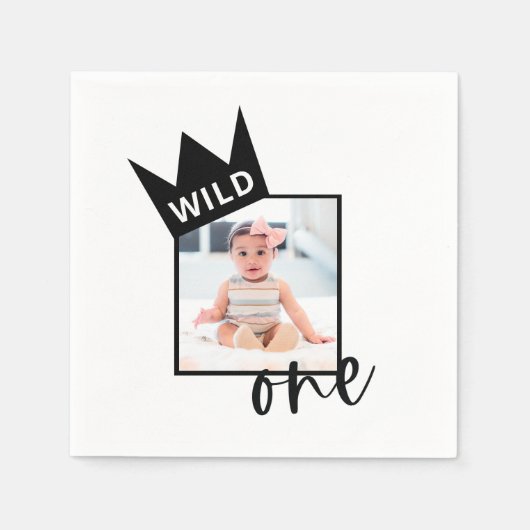 Wild One First Birthday Custom Foto Napkins Serviette (Vorderseite)