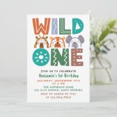 Wild One First Birthday Foto Einladung (Stehend Vorderseite)