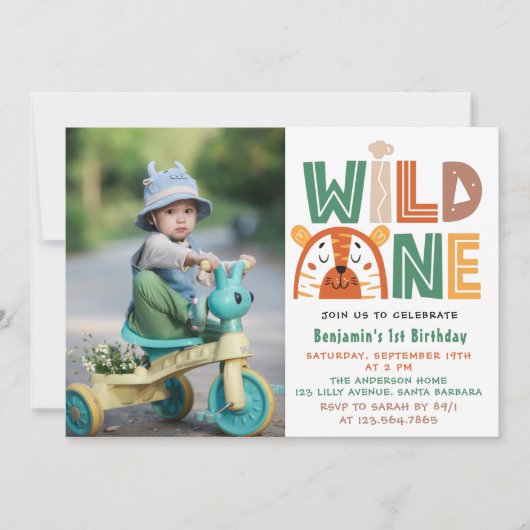 Wild One First Birthday Foto Einladung (Vorderseite)