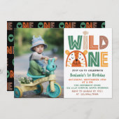 Wild One First Birthday Foto Einladung (Vorne/Hinten)