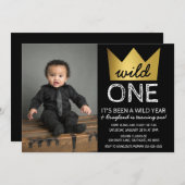 Wild One First Birthday Foto Einladung (Vorne/Hinten)