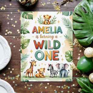 Wild One First Birthday Invitation Card   Amelia Einladung