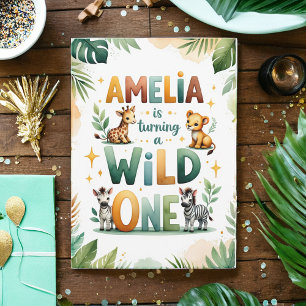 Wild One First Birthday Invitation Card   Amelia Einladung
