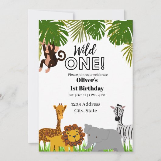 Wild one first birthday invitation  einladung (Vorderseite)