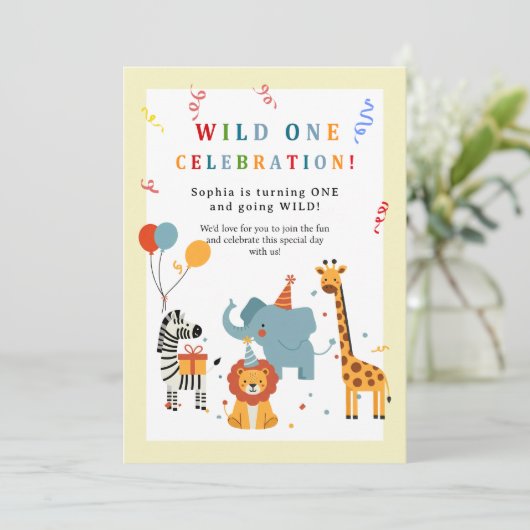 Wild One First Birthday Invitation Einladung (Stehend Vorderseite)
