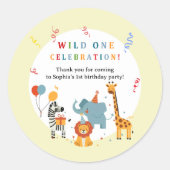 Wild One First Birthday Invitation Runder Aufkleber (Vorderseite)