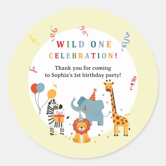 Wild One First Birthday Invitation Runder Aufkleber (Vorderseite)