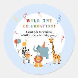 Wild One First Birthday Invitation Runder Aufkleber