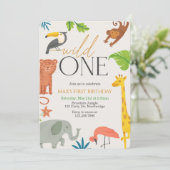 Wild One, First Birthday, Party Animal,  Einladung (Stehend Vorderseite)