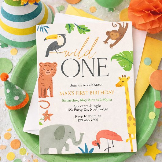 Wild One, First Birthday, Party Animal,  Einladung