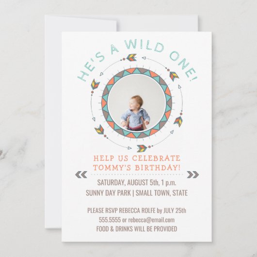 Wild One First Birthday Party Boy | Tribal Arrows Einladung (Vorderseite)