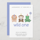 Wild One First Birthday Party Einfache Einladung (Vorne/Hinten)