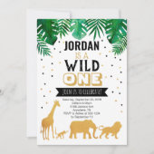 Wild One First Birthday Safari Animals Einladung (Vorderseite)