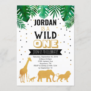 Wild One First Birthday Safari Animals Einladung