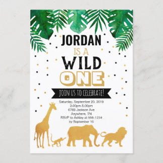 Wild One First Birthday Safari Animals Einladung