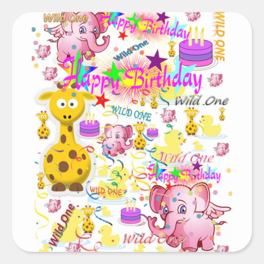 Wild One First Birthday Stickers (Vorderseite)