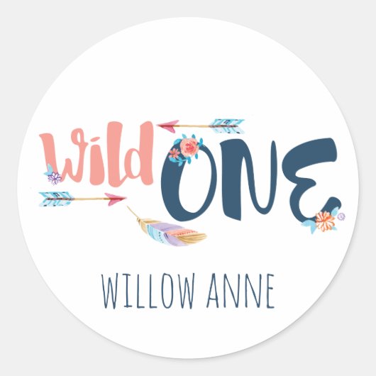 Wild One First Birthday Stickers (Vorderseite)