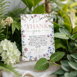 Wild One Floral Birthday Thank You Card Einladung