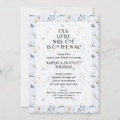 Wild One Floral Blue Boy Baby Shower Einladung (Vorderseite)