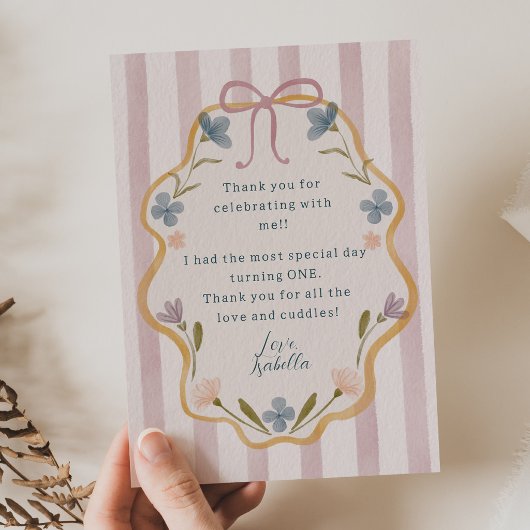 Wild One Floral Boho Danke Karte Mädchen