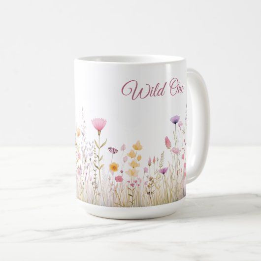 Wild-One-Floral-Cup, Wildblume Garden, rosa Töne Kaffeetasse (VorderseiteRechts)