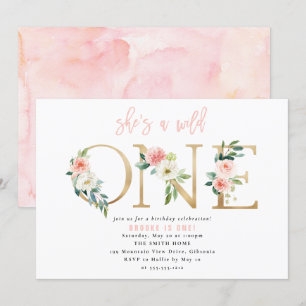 WILD ONE Floral Erster Geburtstag Einladung