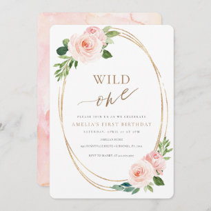 Wild One floral First Birthday Invitation Girl Einladung
