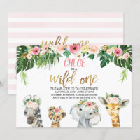 Wild One floral Foliage Safari Tiere Geburtstag