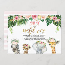 Wild One floral Foliage Safari Tiere Geburtstag