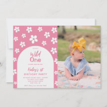 Wild One Floral Foto Baby Girl 1. Geburtstag Party