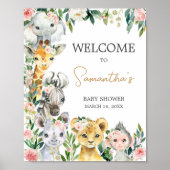 Wild One Floral Safari Baby Dusche Willkommen Poster (Vorne)