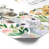 Wild One Floral Safari Baby Dusche Windeln Raffle Poster (Ecke)