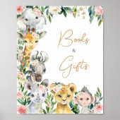 Wild One Floral Safari Kinderdusche Bücher und Ges Poster (Vorne)