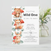 Wild One Forest Baby Boy Dusche Einladung (Stehend Vorderseite)