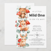 Wild One Forest Baby Boy Dusche Einladung (Vorne/Hinten)